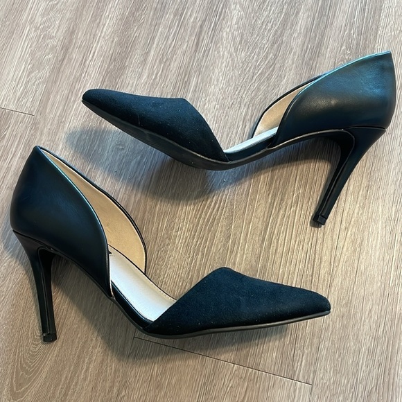 French Connection Women’s Pointy D’orsey Heels Size 10 Black Leather Cocktail - Picture 10 of 15